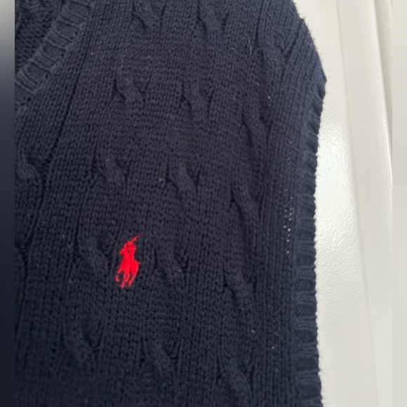 Polo by Ralph Lauren Navy Blue Cable Knit Sweater Vest size XL 100% cotton - Picture 7 of 8